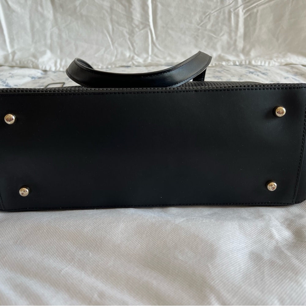 Elegant Black Perforated Tote Bag - Picture 6 of 15